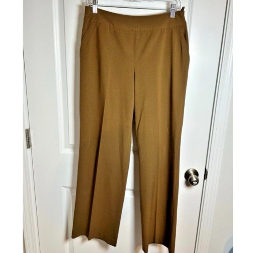 Talbots Stretch High Rise Wide Leg Pants Women Size 10 Brown Base Capsule Career